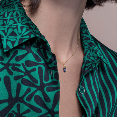 Collar Oro Piedra India Aguamarina