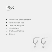 Aro Platino Argolla Chic Estrella Circón