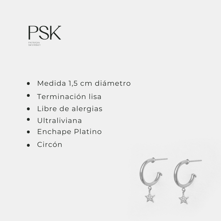 Aro Platino Argolla Chic Estrella Circón