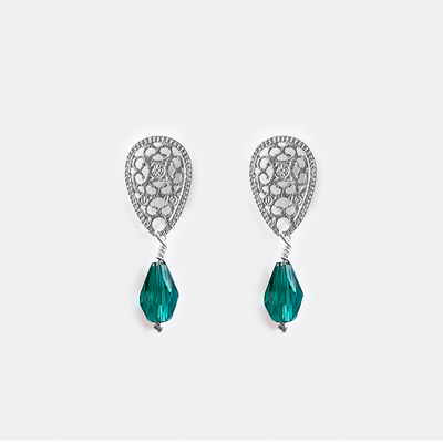 Aro Plata Ámber Verde Azulado