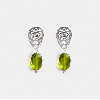 Aro Plata Amber Peridoto Verde