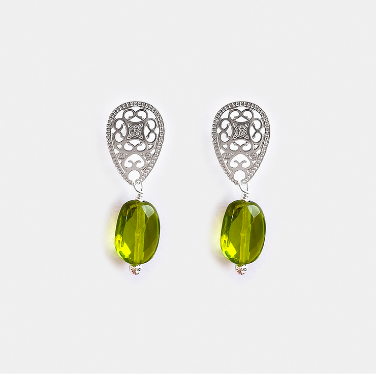 Aro Plata Amber Peridoto Verde
