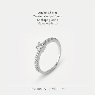 Anillo Platino Solitario Blue Circón