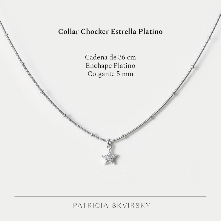 Collar Platino Chocker Estrella