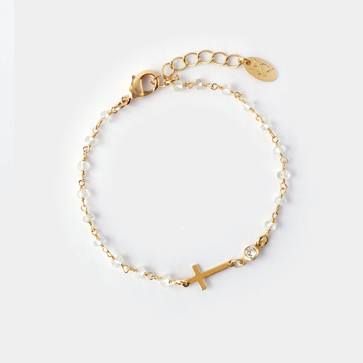 Pulsera Oro Cruz Cristal