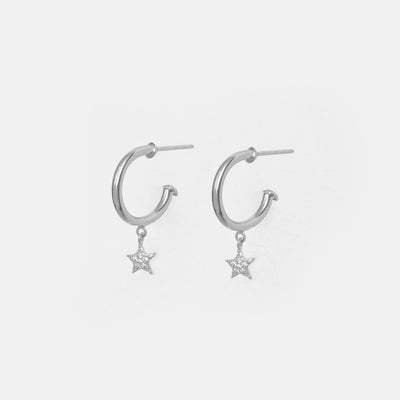 Aro Platino Argolla Chic Estrella Circón